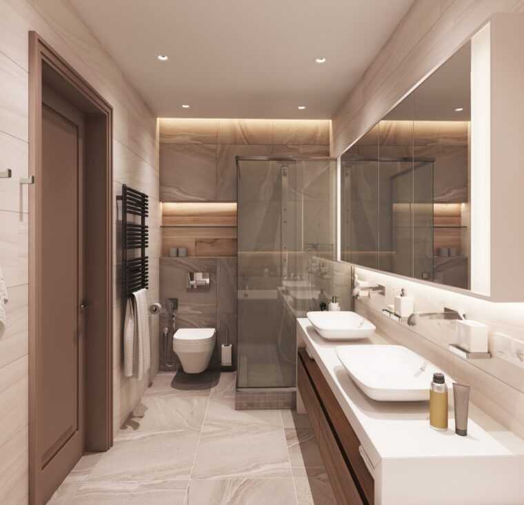 Совмещенная ванная комната - лучшие индивидуальные проекты (135 фото)