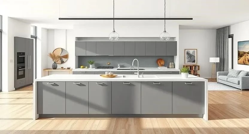 Зонирование кухни и гостиной с помощью кухонного острова