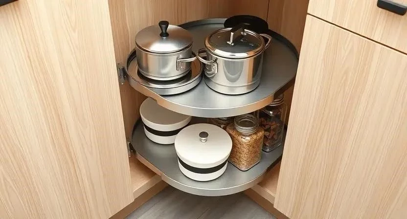 Поворотные механизмы для угловых шкафов на кухне