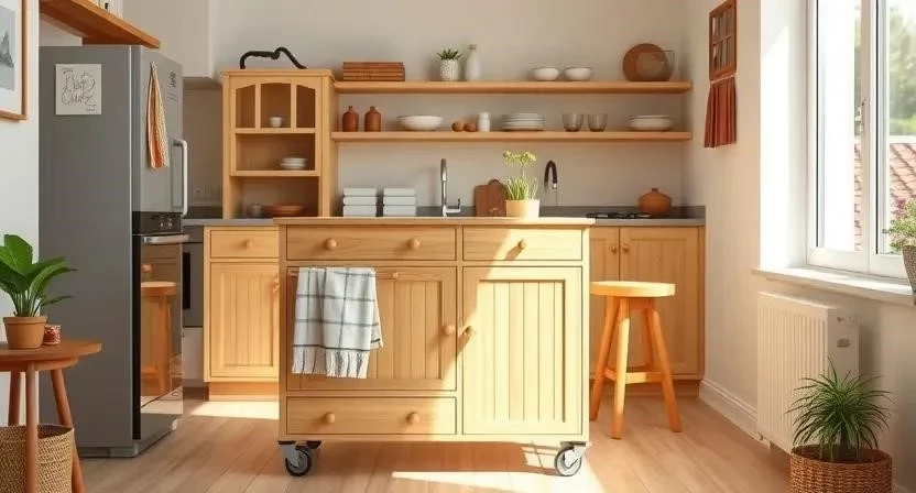 Мобильный кухонный остров: как выбрать удобную модель для кухни