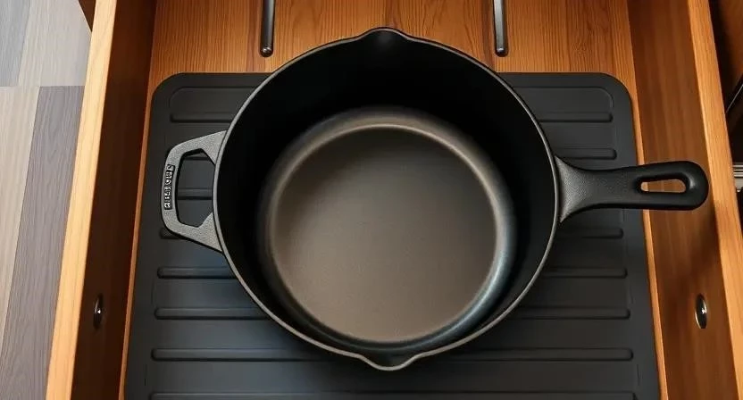 Организация хранения тяжелой посуды в нижних ящиках