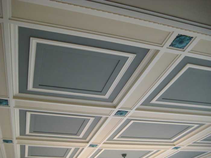Кессонный потолок - что это такое, какой выбрать: из полиуретана, гипсокартона или дерева, подробное фото +видео