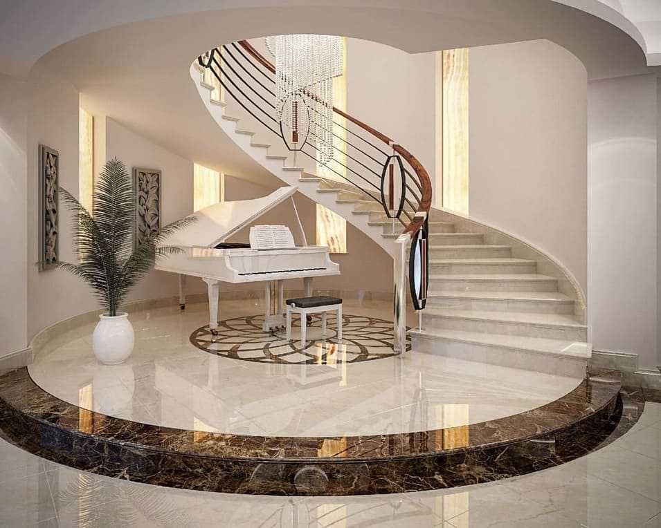 Мраморная лестница с коваными перилами, преимущества и недостатки - лестницы для частного дома