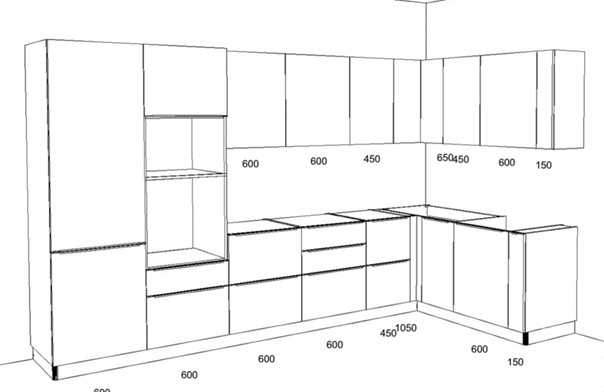 Размеры кухонного гарнитура: стандартные габариты кухонных шкафчиков