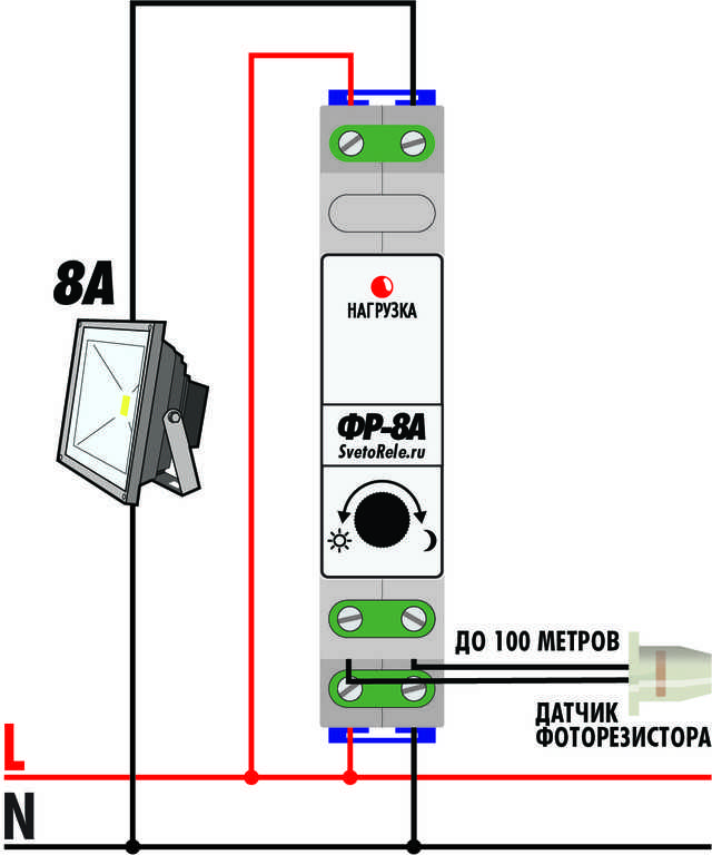 Схема подключения датчика освещенности для уличного освещения
