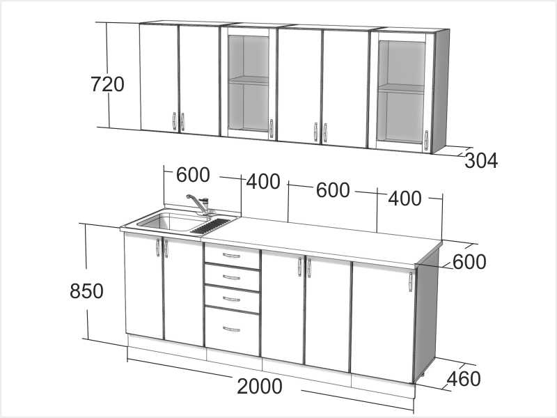 Высота кухонного гарнитура от пола: обзор стандартов + фото готового дизайна и таблица расчета