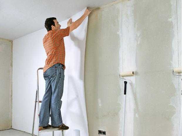 Стеклохолст на потолок: поклейка стекловолокна под покраску и как клеить стеклообои
