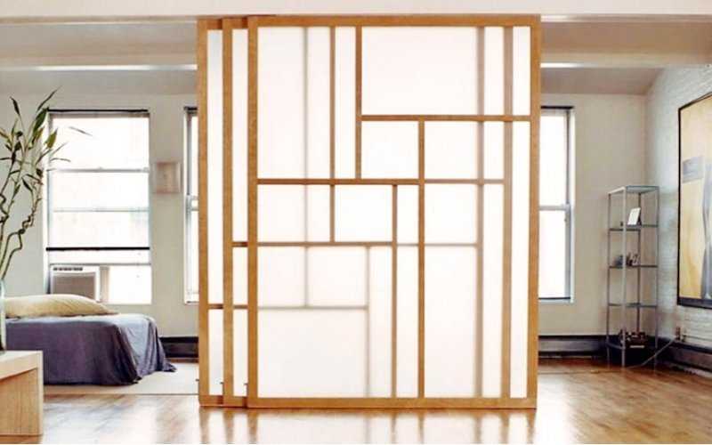Перегородки для зонирования пространства в комнате: раздвижные, стеллаж, декоративные, из гипсокартона, стеклянные, ажурная