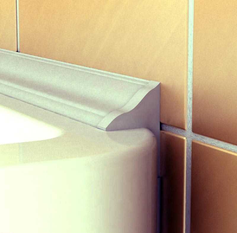 Потолочный плинтус для ванной комнаты [47 фото], багет из плитки в ванной и туалете для пола и потолка, полиуретановые и пенопластовые галтели