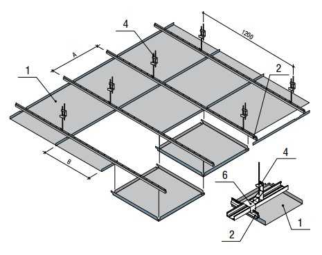 Алюминиевый кассетный потолок: установка подвесного потолка