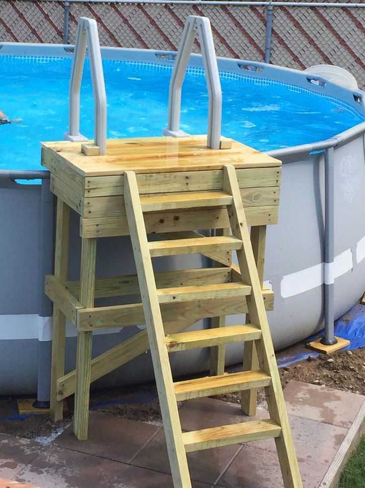 Лестница для каркасного бассейна своими руками: как сделать из стремянки, деревянную, из полипропиленовых, пластиковых труб, как усилить самодельный всход | house-fitness.ru