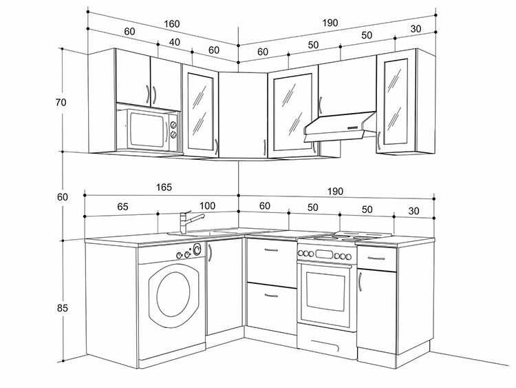 Размеры кухонного гарнитура: особенности планирования современных кухонь Стандартные размеры шкафов верхнего и нижнего ярусов Нестандартные габариты гарнитуров