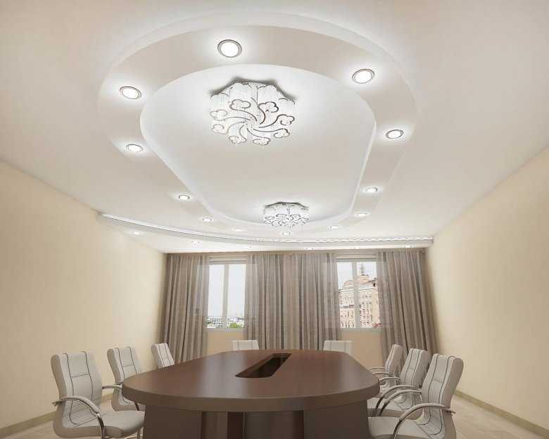 Дизайн гипсокартонного потолка в зале