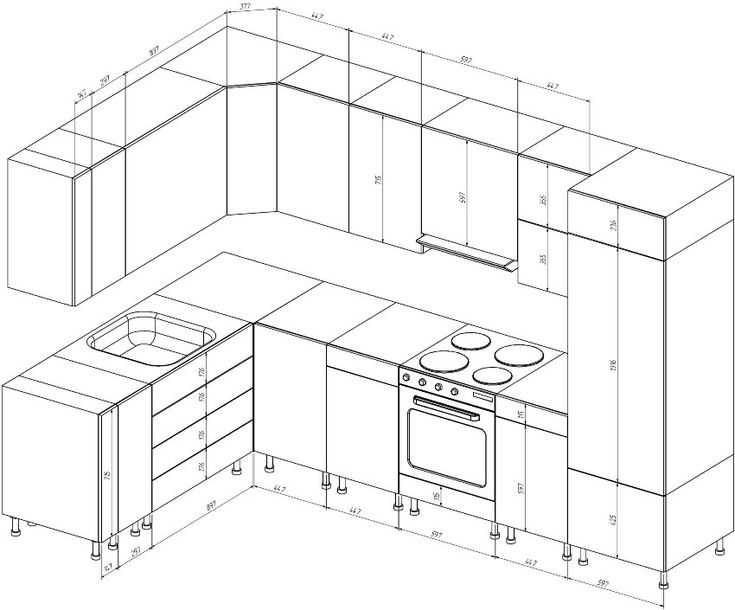 Размеры кухонных шкафов: стандарты для верхних и нижних шкафов