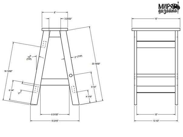 Деревянная стремянка: выбор материала Расчет размеров Поэтапность изготовления Конструирование стула-трансформера Как создать маленькую стремянку