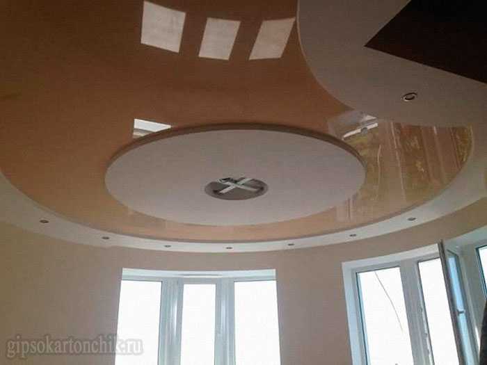 Монтаж комбинированных потолков из гипсокартона и натяжного потолка